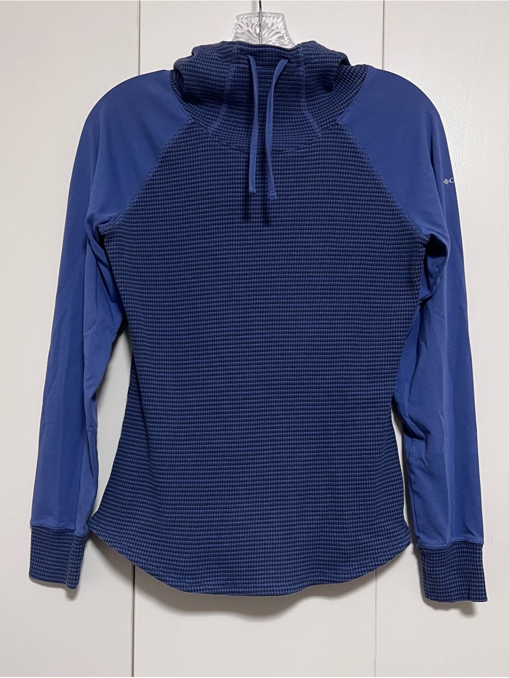 Columbia Women's Navy Blue Waffle-Knit Hooded Pullover
